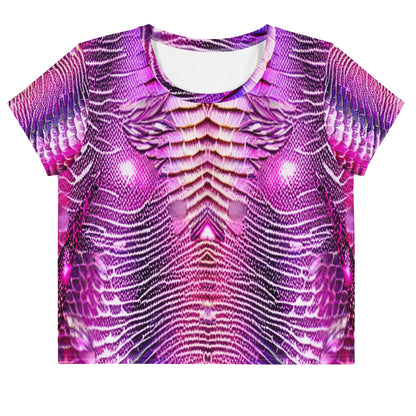 Pink & Purple Shimmering Scales Print Crop Tee For Women