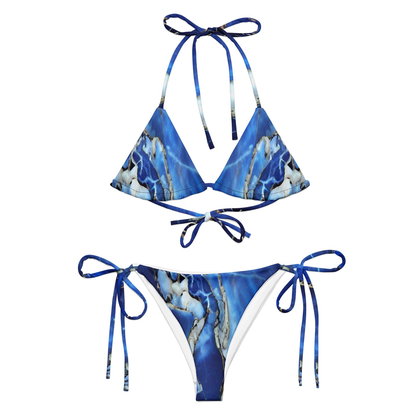 Blue Marble Custom Print String Bikini