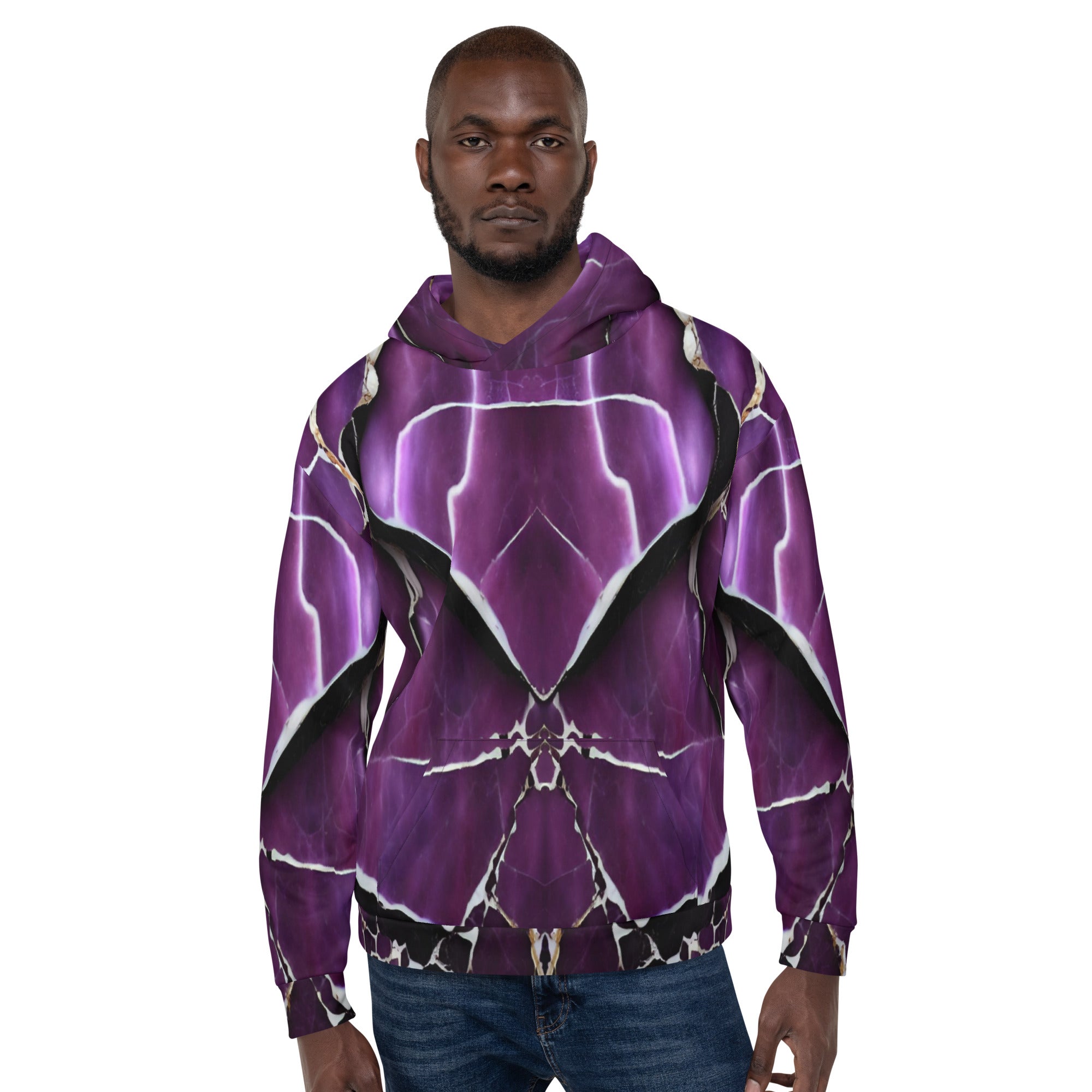 Purple Marble Unisex Designer Hoodie Nova Jade Cosmetics