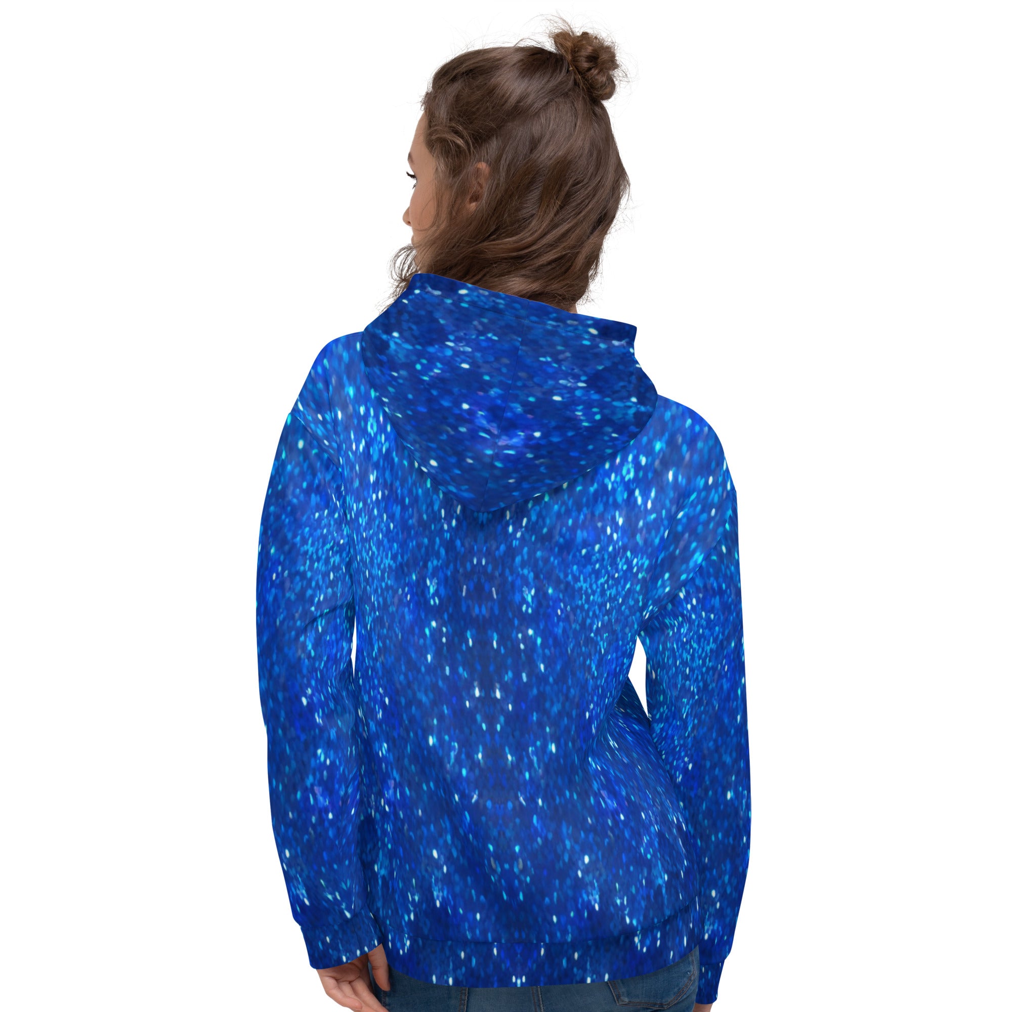 Blue Glitter Unisex Designer Hoodie