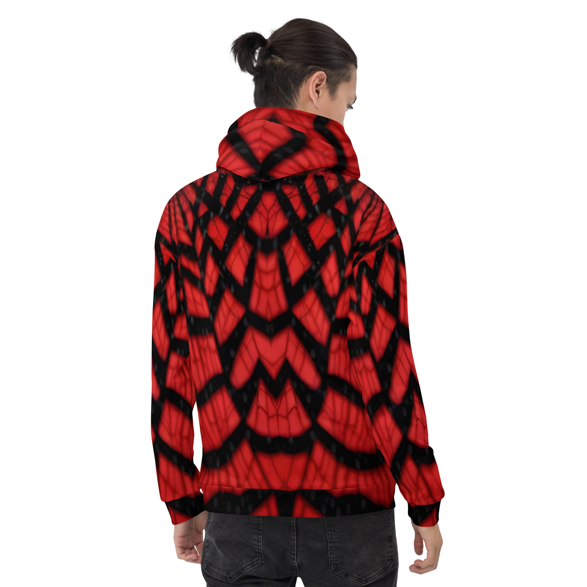 Black Red Spiderwebs Unisex Designer Hoodie