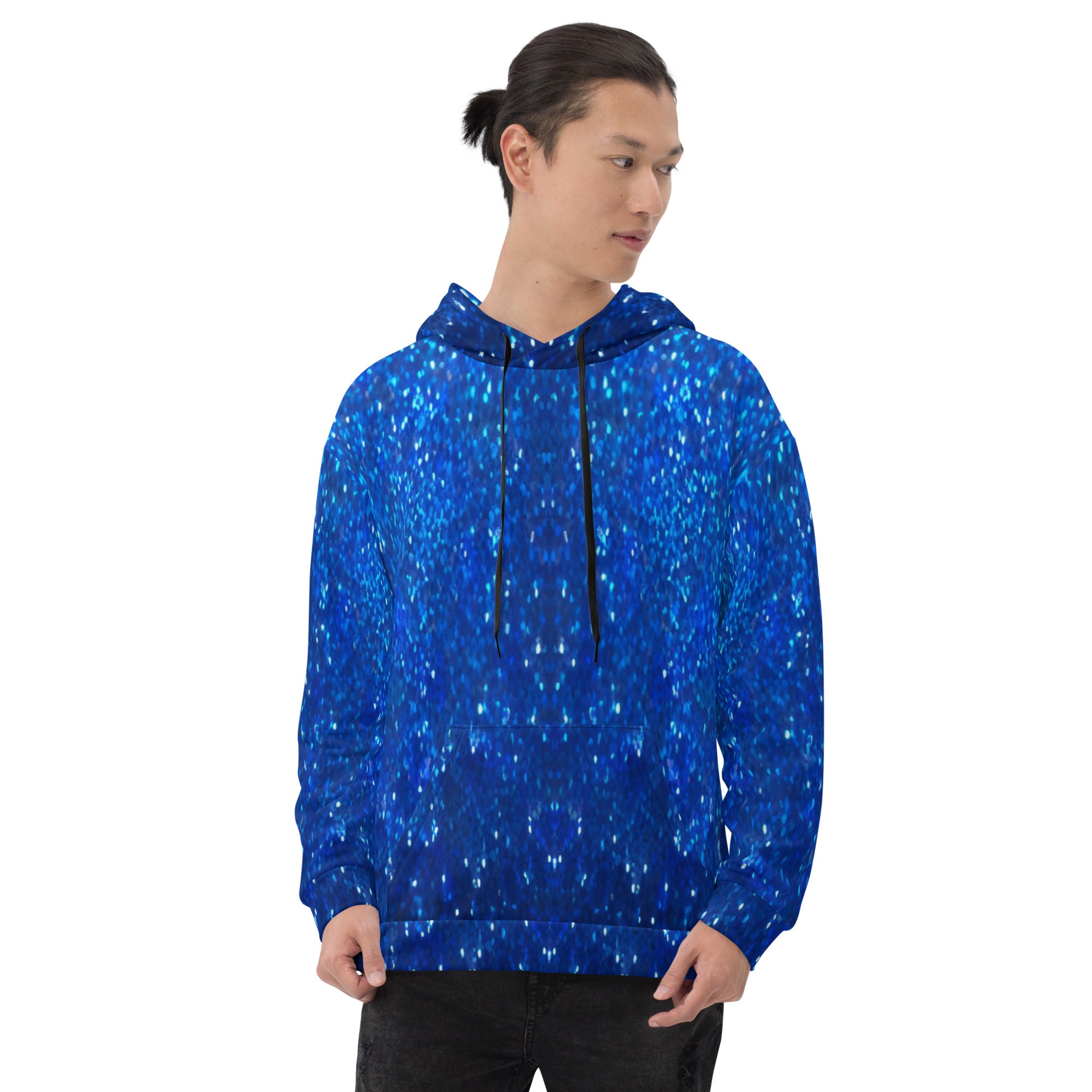 Blue Glitter Unisex Designer Hoodie