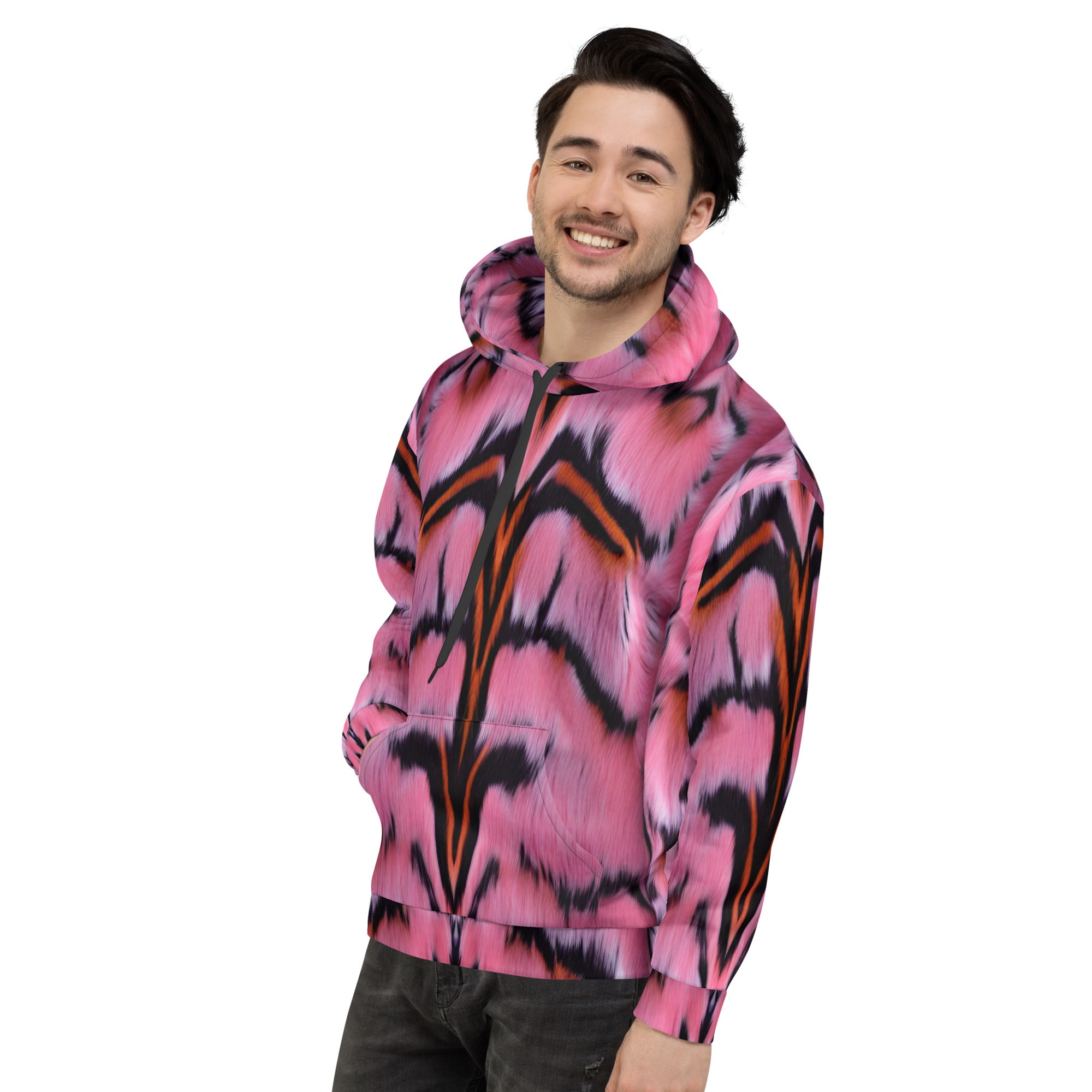 Pink Tiger Fur Unisex Designer Hoodie