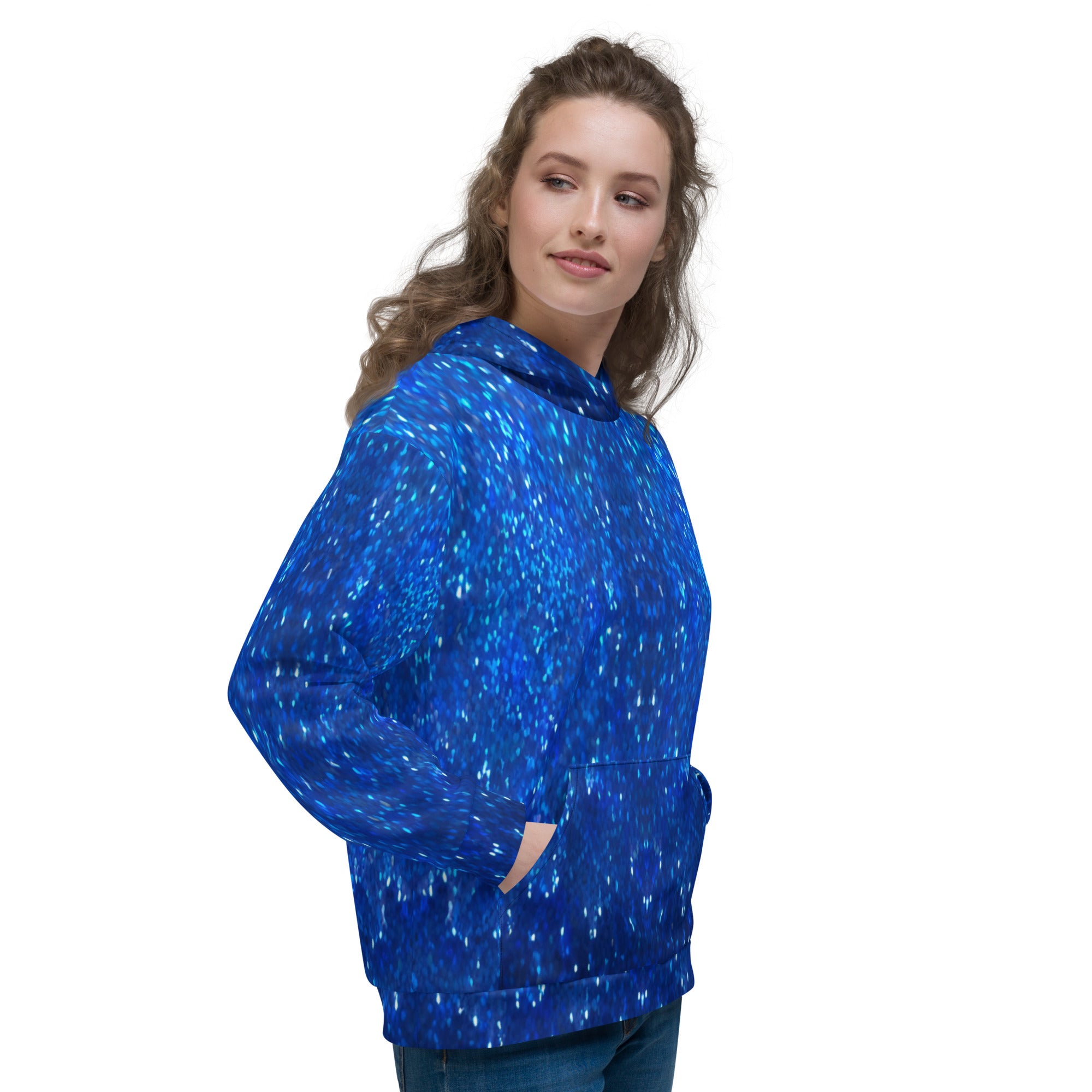 Blue Glitter Unisex Designer Hoodie