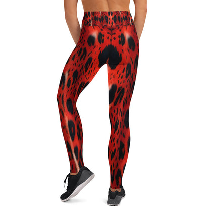 Red Leopard Fur Print Yoga Leggings For Women