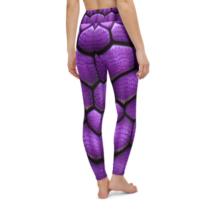 Purple Dragon Scales Print Yoga Leggings For Women