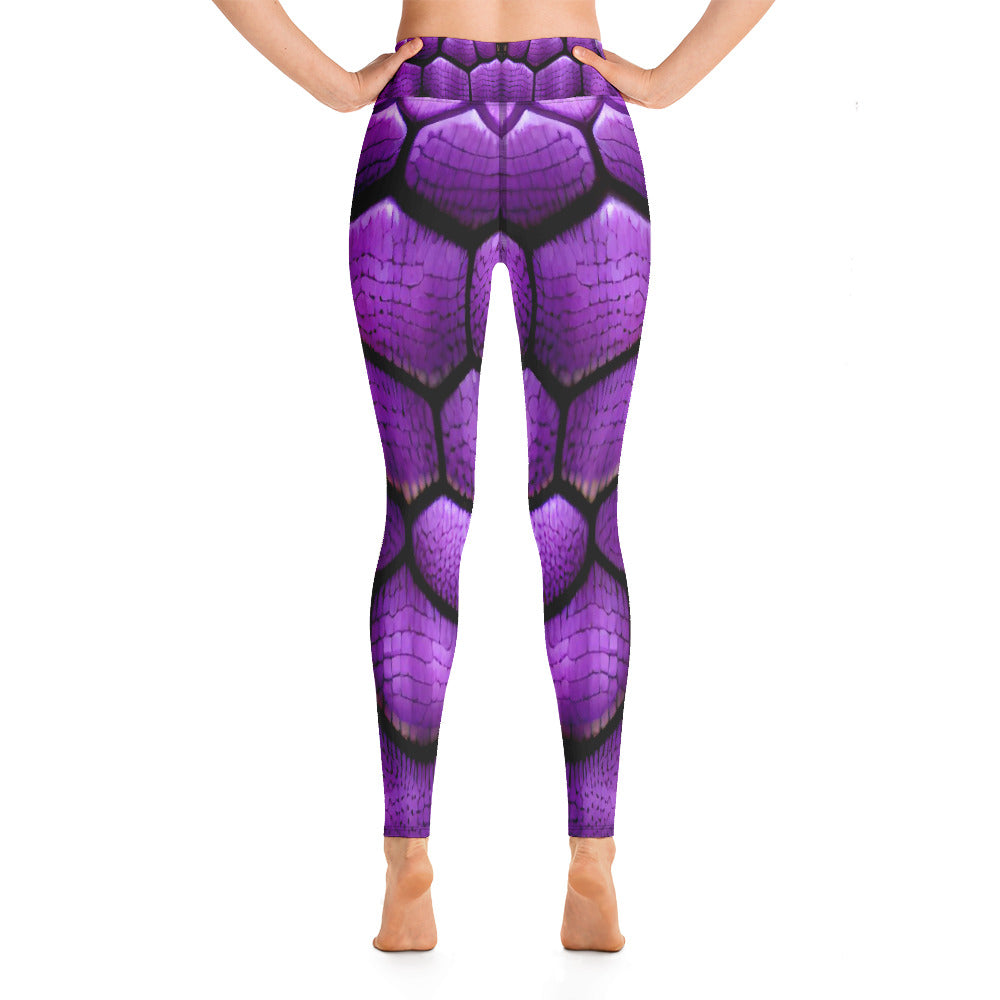 Purple Dragon Scales Print Yoga Leggings For Women