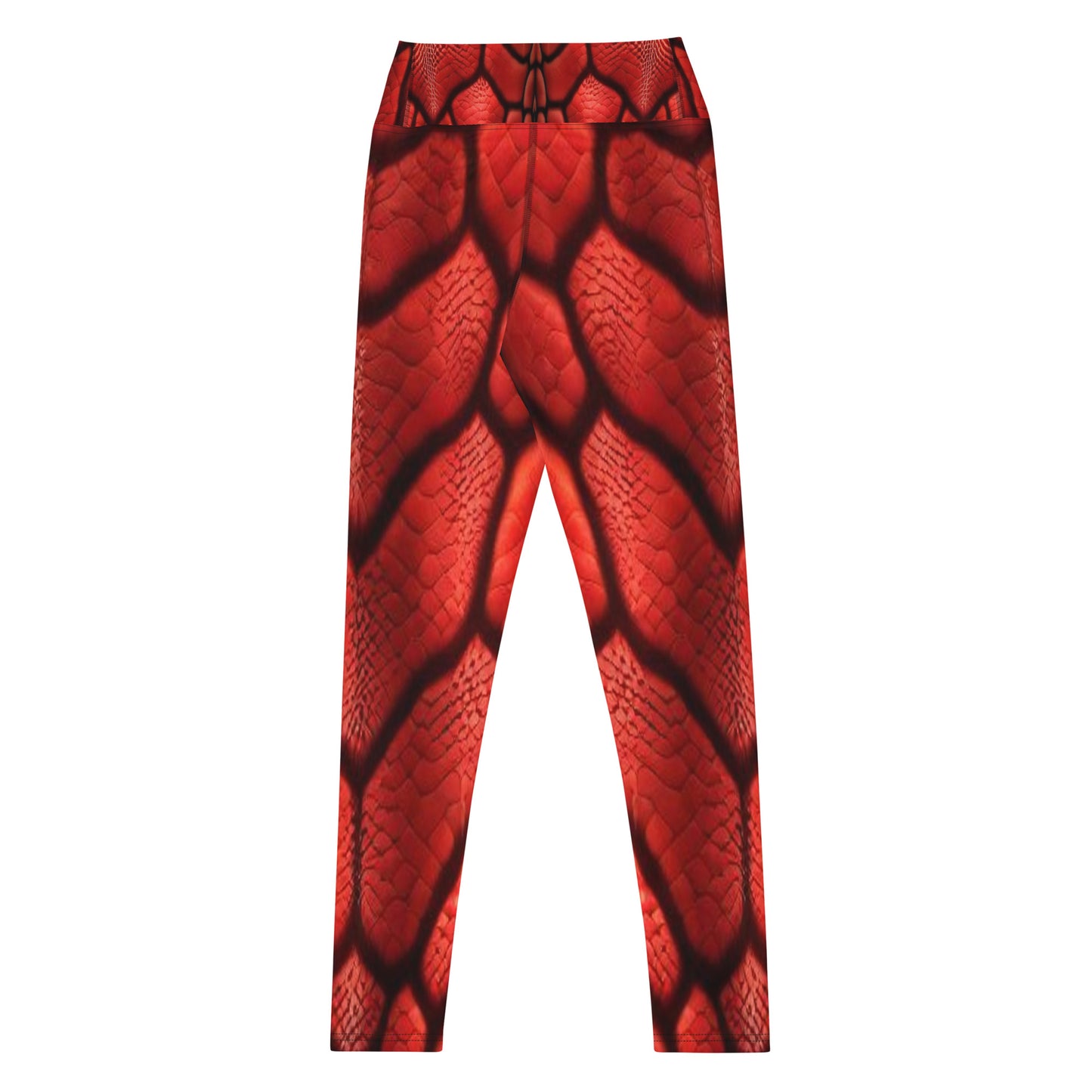 Red Dragon Scales Printed Yoga Leggings For Women