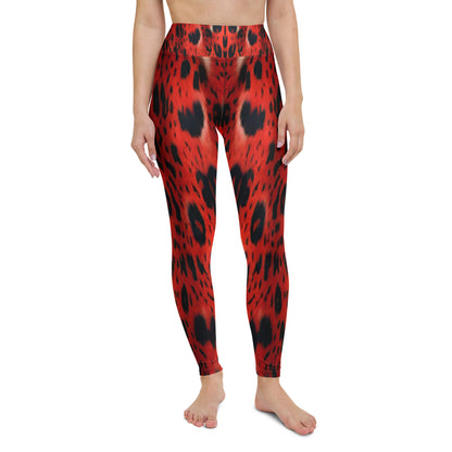 Red Leopard Fur Print Yoga Leggings For Women