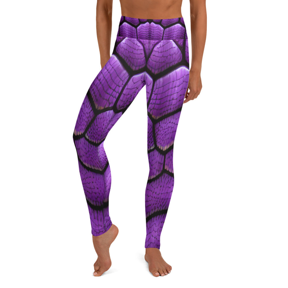 Purple Dragon Scales Print Yoga Leggings For Women