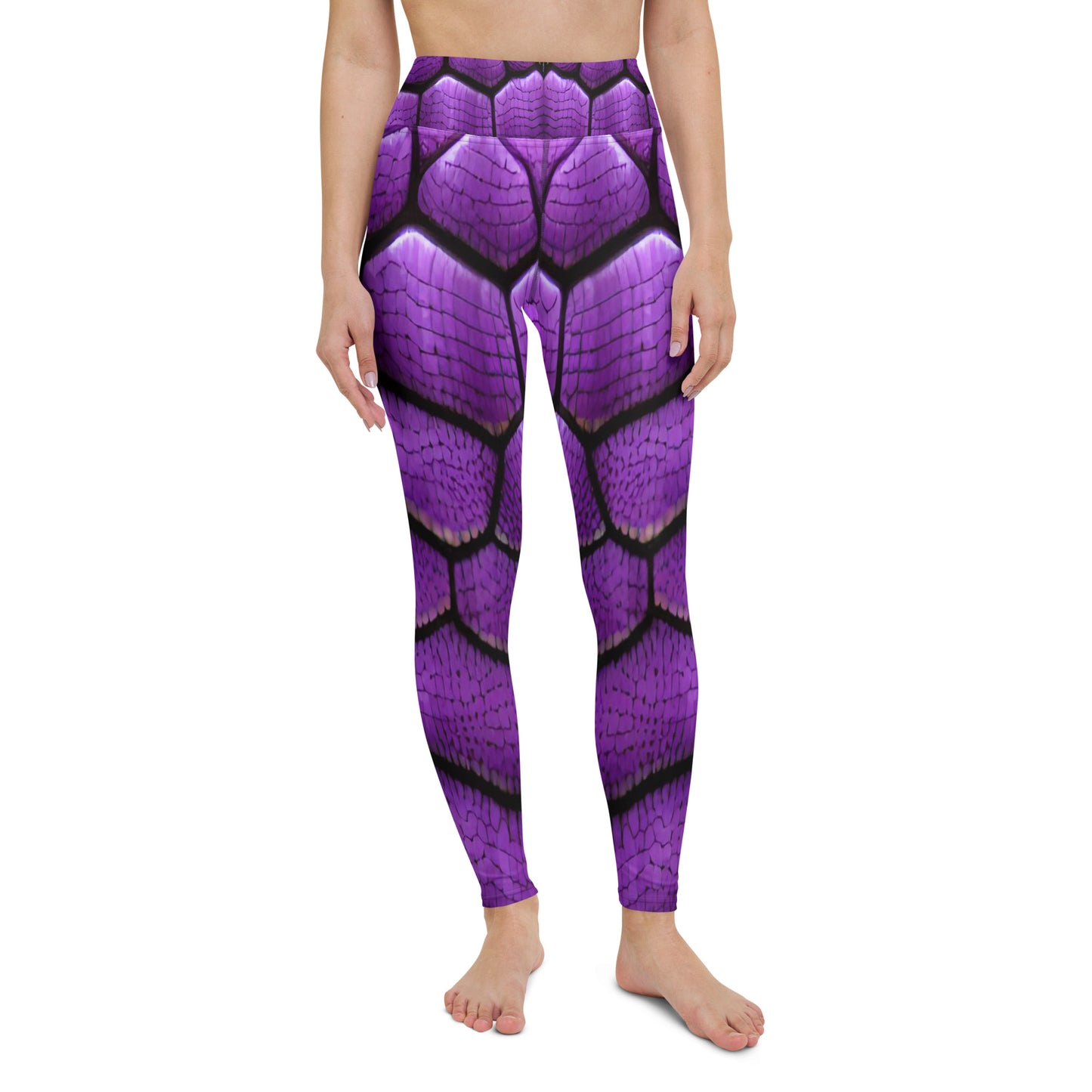 Purple Dragon Scales Print Yoga Leggings For Women