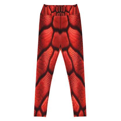 Red Dragon Scales Printed Yoga Leggings For Women