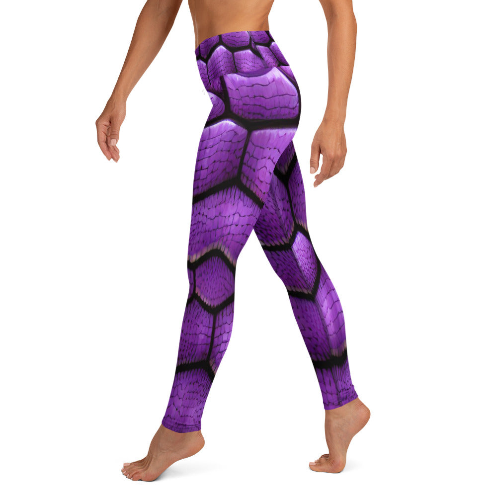 Purple Dragon Scales Print Yoga Leggings For Women