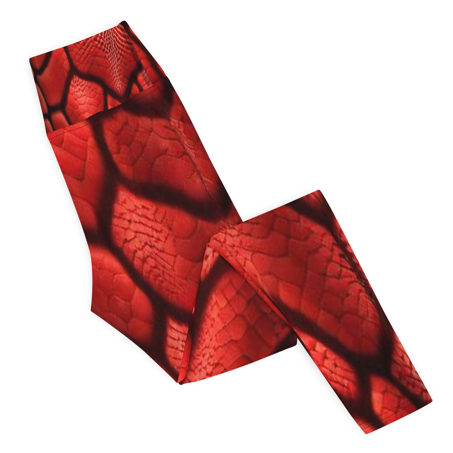 Red Dragon Scales Printed Yoga Leggings For Women